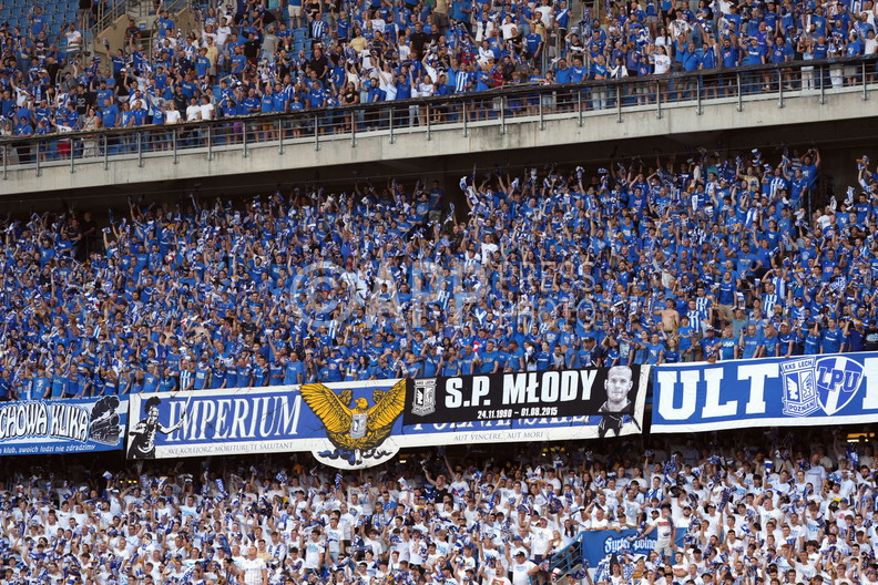 Kibice Lecha Poznan podczas meczu z AGF Aarhus